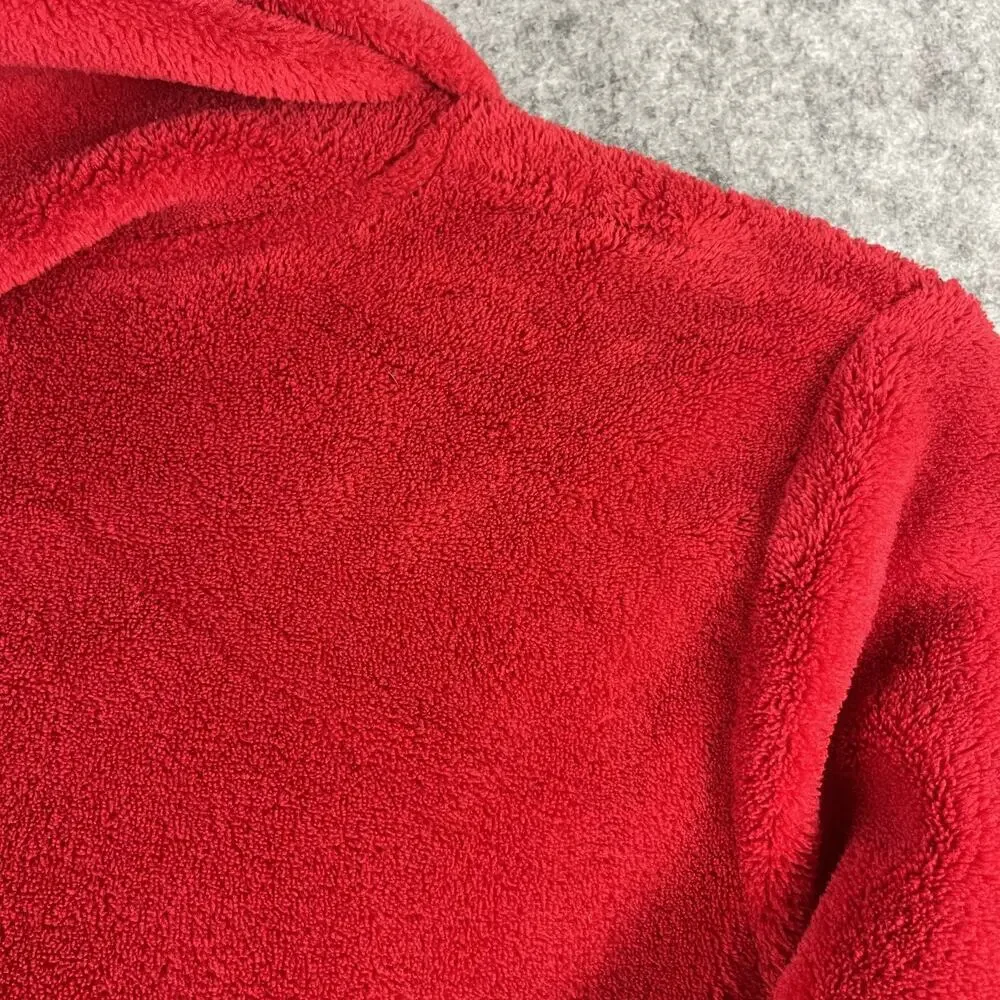 Abercrombie Fitch Kids One Piece Pajama 15/16 Red Hooded Moose‎ Cozy Christmas
